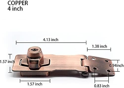 2 Packs Keyed Hasp Locks Twist Knob Keyed Locking Hasp for Small Doors, Cabinets and More,Stainless Steel Steel, Hasp Lock Catch Latch Safety Lock Door Lock with Keys (4inch, Copper)-CubbioJoy