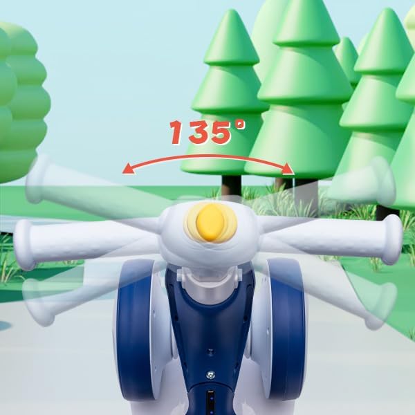 6V Electric Baby Balance Bike with Bubble Machine,4 in 1 Toddler Balance Bike w/Remote Control for 1 Year Old Boys Girls Kids Bubble Bike Ride on Toys w/Powered Motor,Music,LED Lights (Blue)-CubbioJoy