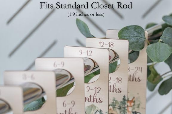Baby Closet Dividers | Woodland Nursery Decor Closet Dividers for Baby Clothes | Hanging Wooden Baby Clothes Dividers for Closet | NB - 24 Month Baby Closet Size Dividers-CubbioJoy
