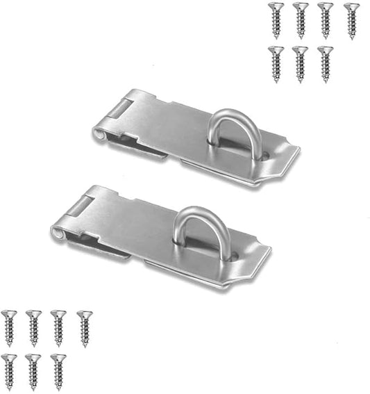 Door Locks Hasp Latch, 3 Inch Stainless Steel Safety Packlock Clasp Hasp Lock Latch, Extra Thick Door Gate Lock Hasp with Screws Brushed Finish 2 Pack-CubbioJoy