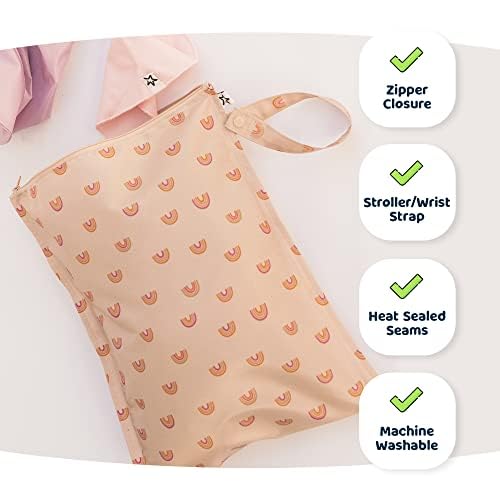Tiny Twinkle Mess-Proof Waterproof Wet Dry Bag | 2-Pack Reusable Wet Bags for Swimsuits & Baby Clothes | Leakproof Wet Bag for Travel & Diaper Changes for Baby (Dinosaur, Ocean Life)-CubbioJoy