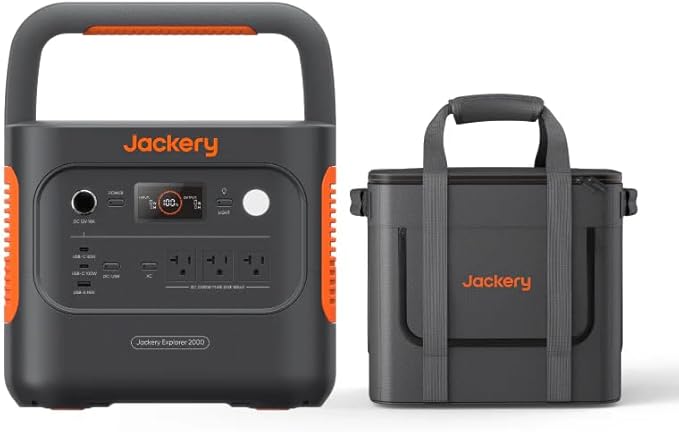 Jackery Explorer 2000 v2 Portable Power Station with Low Temperature Resistant Bag, 2042Wh/2200W LiFePo4 Battery, USB-C 100W Fast Charging for Extreme Cold Condition(-40°F), Power Outages, Emergencies-CubbioJoy