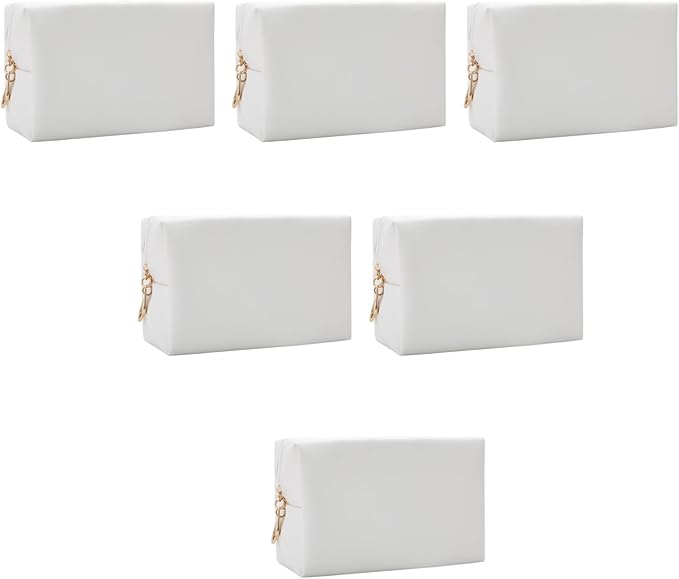 Bridesmaid Proposal Gifts Letter Cosmetic makeup bag bulk for Wedding Party Favors Bachelorette party decorations Toiletry Organizer Bag Makeup Case Gift (6, White)-CubbioJoy