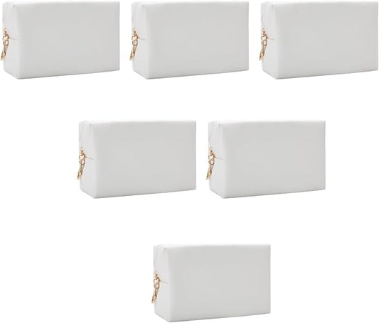 Bridesmaid Proposal Gifts Letter Cosmetic makeup bag bulk for Wedding Party Favors Bachelorette party decorations Toiletry Organizer Bag Makeup Case Gift (6, White)-CubbioJoy