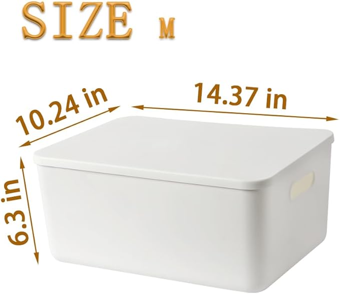 4 pack large plastic White storage bins Baskets, Toy Box Chest with Lids and Handle，Organizer Containers for Baby，Kids,snacks,Nursery，Shelves，Playroom, Bedroom，Office,Closet，home-CubbioJoy