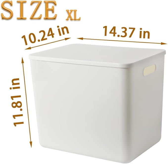 4 pack large plastic White storage bins Baskets, Toy Box Chest with Lids and Handle，Organizer Containers for Baby，Kids,snacks,Nursery，Shelves，Playroom, Bedroom，Office,Closet，home-CubbioJoy