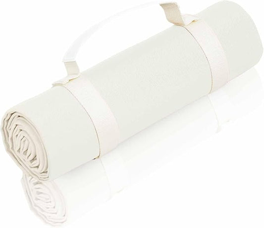 4’9” x 6’3” White Lightweight Water-Resistant Canvas Mat – Picnic, Outdoor, Beach, Park, Camping, Toy Mat-CubbioJoy