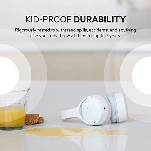 Belkin SoundForm Mini - Wireless Bluetooth Headphones for Kids with 30H Battery Life, 85dB Safe Volume Limit, Built-in Microphone - Kids On-Ear Earphones for iPhone, iPad, Fire Tablet & More - White-CubbioJoy
