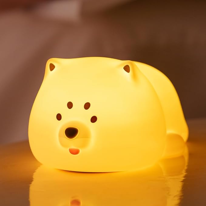 Cute Puppy Night Light for Baby Kids - Rechargeable Touch Control Night Light with 3 Brightness, Warm Light, Timer & Soft Silicone - Nursery Bedroom-CubbioJoy
