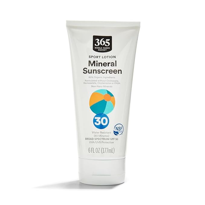 365 by Whole Foods Market, Sport Lotion Mineral Sunscreen, SPF 30, Water Resistant (80 Minutes), 6 Fl Oz-CubbioJoy