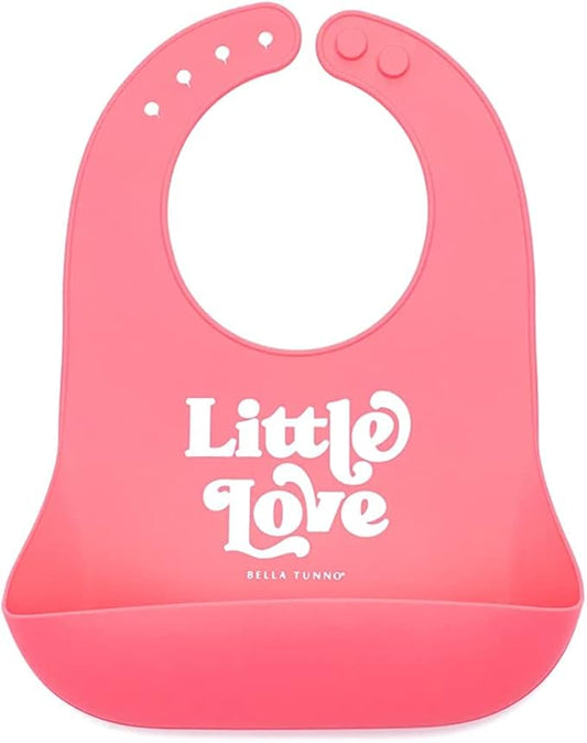 Baby Bib for Eating by Bella Tunno, Waterproof Silicone Bib with Large Food Catcher, Adjustable Fit for Babies 4-12 months & Toddlers 1-3 Years, Boys & Girls, Little Love-CubbioJoy