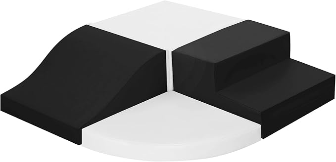 4-Piece Soft PU Leather Toddlers Climbing Toys, Baby Foam Climbing Blocks for Toddlers 3, Indoor Climb and Crawl Activity Play Set, Foam Play Gym Climbing Structures (Black and White)-CubbioJoy