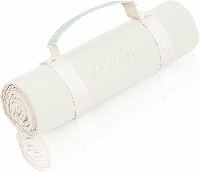 4’9” x 6’3” White Lightweight Water-Resistant Canvas Mat – Picnic, Outdoor, Beach, Park, Camping, Toy Mat-CubbioJoy