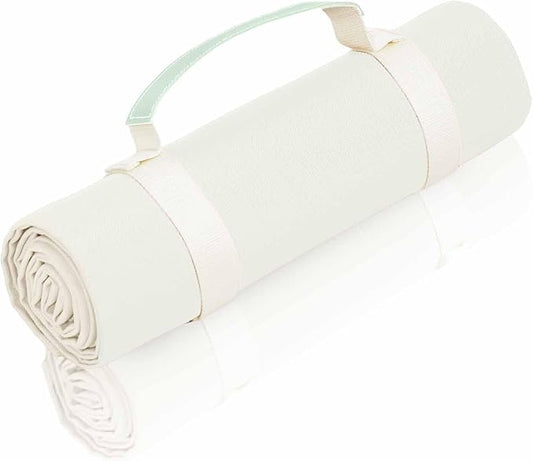 4’9” x 6’3” White Lightweight Water-Resistant Canvas Mat – Picnic, Outdoor, Beach, Park, Camping, Toy Mat-CubbioJoy