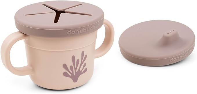 Done by Deer Foodie Spout & Snack Cup Wally Powder – Spill-Proof Toddler Cup for Snacks and Drinks – Travel-Friendly, Easy to Clean, Perfect for 6-Month-Olds-CubbioJoy