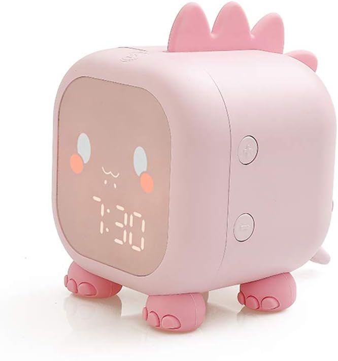 Alarm Clock Kids Dinosaur Alarm Clocks Girls Pink Digital Alarm Clock for Kids Girl Children with Night Light-CubbioJoy