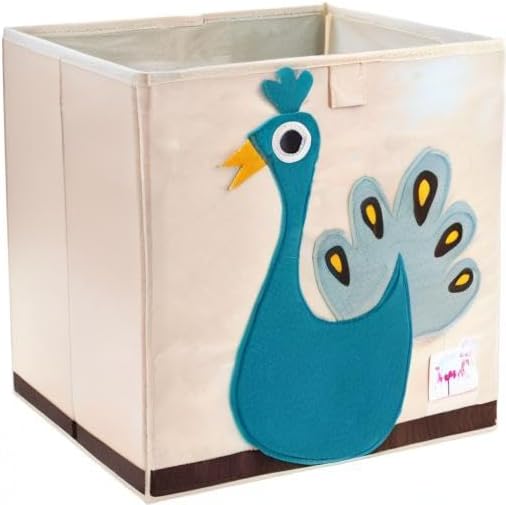 3 Sprouts Toy Storage Organizer: Toy Box Cube Organizer for Playroom, Nursery - Foldable Storage Bin - Peacock-CubbioJoy