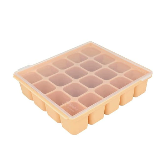 Baby Food Storage Silicone Cubes with Clip-On Lid Freezer Tray Baby Food Soups Purees Ice Easy and Safe Design Made in Korea (20 Sand Beige)-CubbioJoy