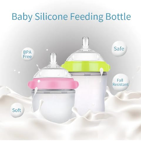 Baby Bottles (2 Pack) 8oz Nurture Nest Anti Colic Bottles with Easy to Hold Handles and Soothing Green Trim-CubbioJoy