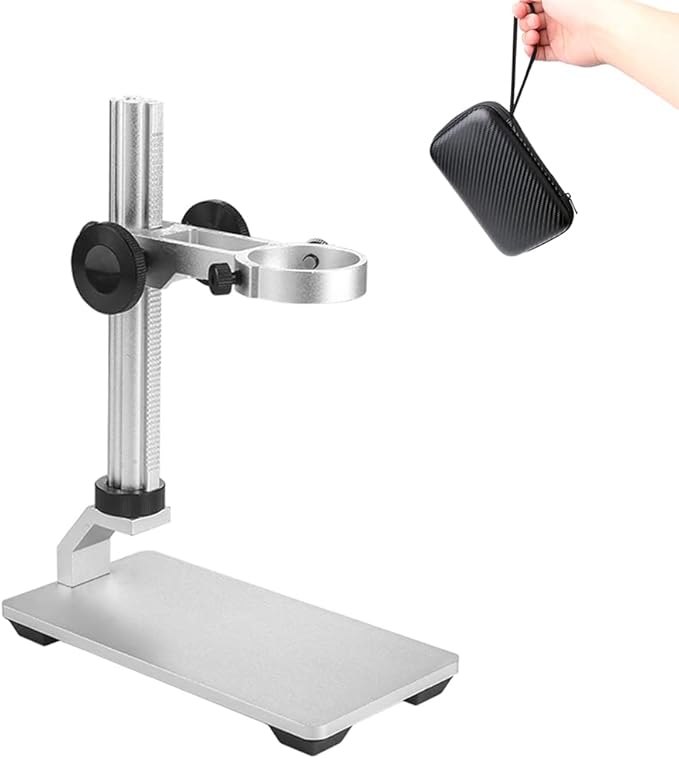 Aluminum Alloy Microscope Stand Holder for USB Digital Microscope, Cainda Stable Metal Stand Bracket with Portable Carrying Case, Support Adjusted Up and Down Easy to Focus-CubbioJoy