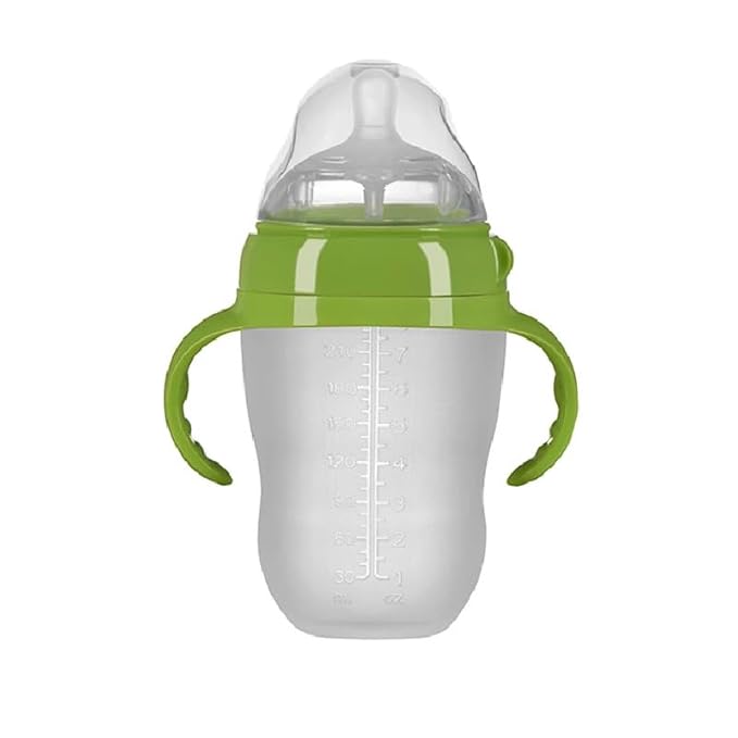 Baby Bottles (2 Pack) 8oz Nurture Nest Anti Colic Bottles with Easy to Hold Handles and Soothing Green Trim-CubbioJoy