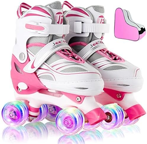Adjustable 4 Size Kids Roller Skates With Light up Wheels for Girls Ages 5-8-12, Safe and Fun Illuminating Skates for Kids, Toddlers, Boys-CubbioJoy