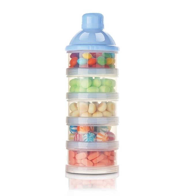Accmor Formula Dispenser On The Go, 5 Compartments Stackable Formula Container for Travel, Baby Milk Powder Kids Snack Container, BPA Free-CubbioJoy