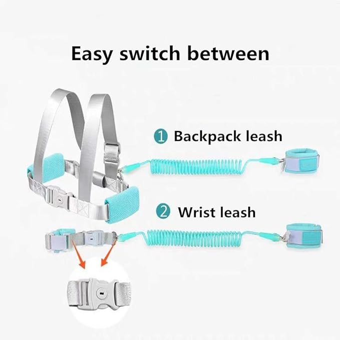 2 in 1 Baby Leash Anti Lost Wrist Link for Toddlers Toddler Harness,Baby Leash,Leash for Toddlers,Wrist Leashes（Green 2.5M)-CubbioJoy