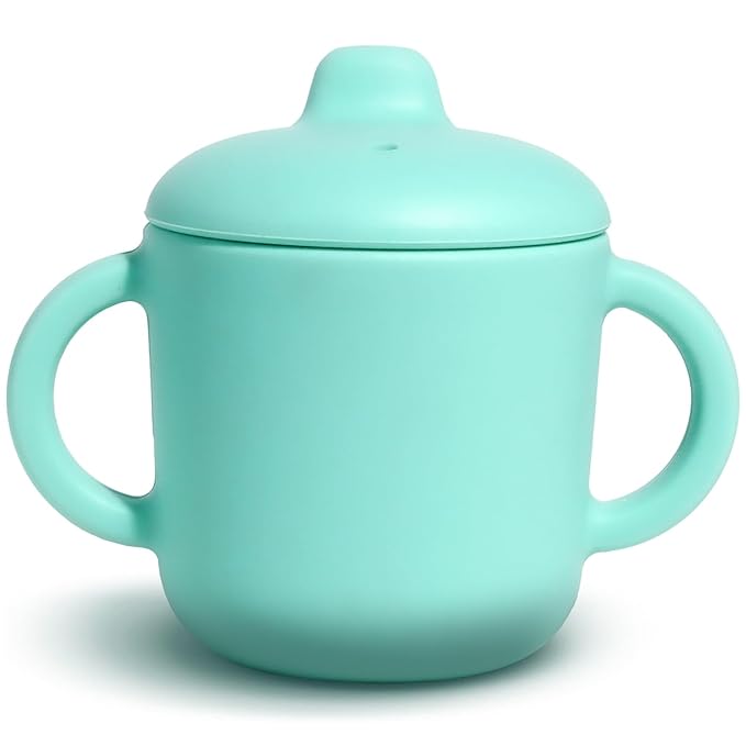 6 Months+ Sippy Cups with Handles, Small Silicone Sippy Cups Leak Proof 5oz,No Spill Sippy cups for Toddlers (Green)-CubbioJoy