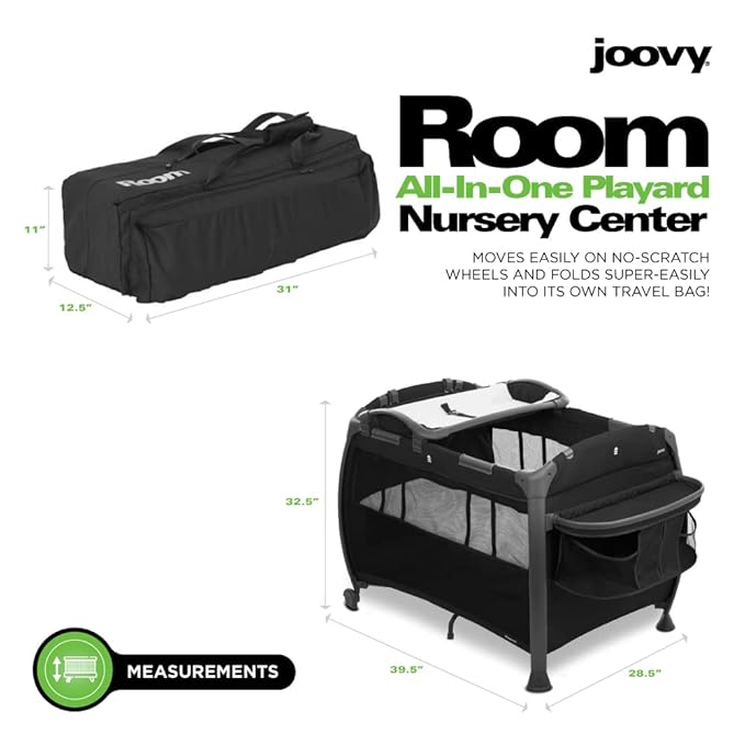 Joovy Room-Playard, Nursery Center, Bassinet, Changing-Table, Black-CubbioJoy