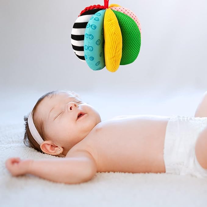 8-in-1 Sensory Balls for Infant Toddlers,Rainbow Fabric Baby Toy for Sensory Development,Montessori Toys for Babies 6-12 Months,8 Different Sensory Tactile Textures with Crinkle Rattle Squeakers-CubbioJoy