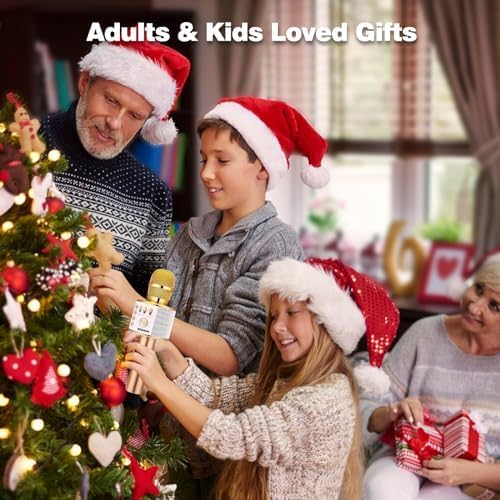 BONAOK Wireless Bluetooth Karaoke Microphone,3-in-1 Portable Handheld Karaoke Mic Speaker Machine Home Party Birthday for All Smartphones (Q37 Gold)-CubbioJoy