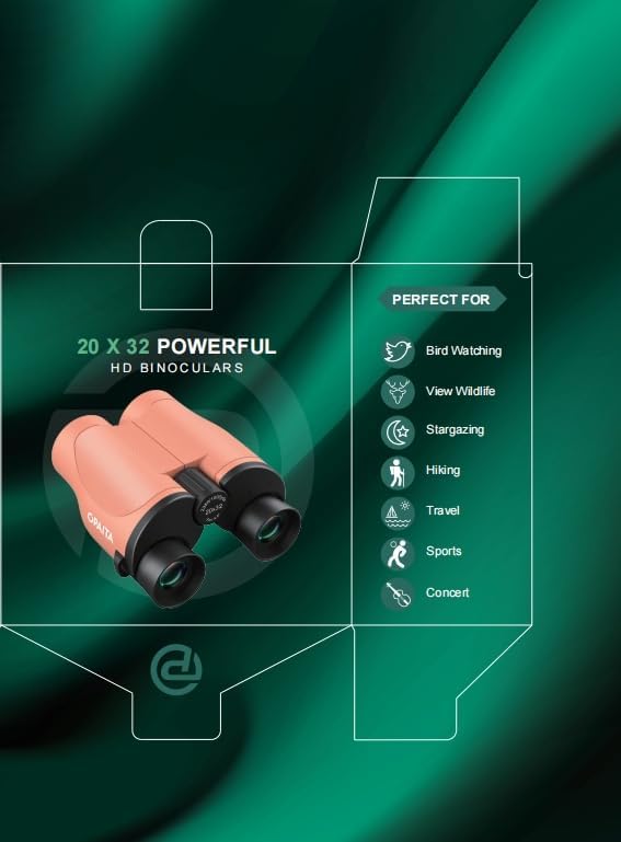 Compact Binoculars for Adults High Powered - OPAITA 20x32 Small Binoculars for Adults Kids with Low Light Vision for Hunting Cruise Ship Travel Concert Hiking Orange-CubbioJoy