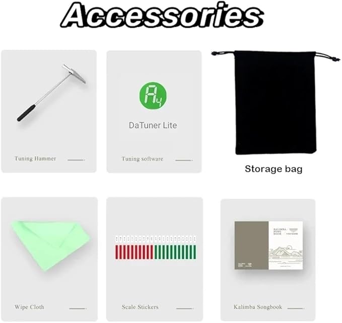 Kalimba Thumb Piano, 21 Keys, Musical Instruments Gift Set with Tune Hammer, Music Book, Carrying Bag-CubbioJoy