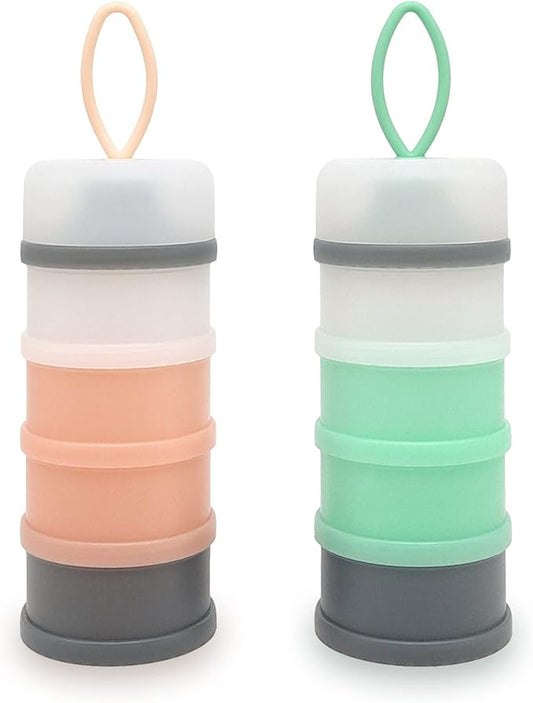 Baby Formula Dispenser, Portable Milk Powder Dispenser Container, Baby Feeding Travel Storage Container, formula mixer, formula holder, BPA Free, 4 Compartments, 2 Packs, dispensador de fórmula-CubbioJoy