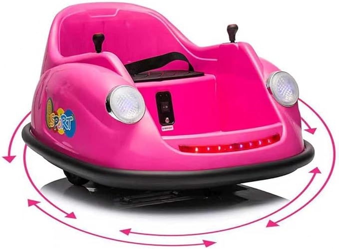 12V Bumper Car for Toddlers, Electric Toy Ride on Battery Car with Kids W/Parent Remote Control, 2-Speed, 360 Degree Spin, Music & LED Lights for Kids, Pink-CubbioJoy