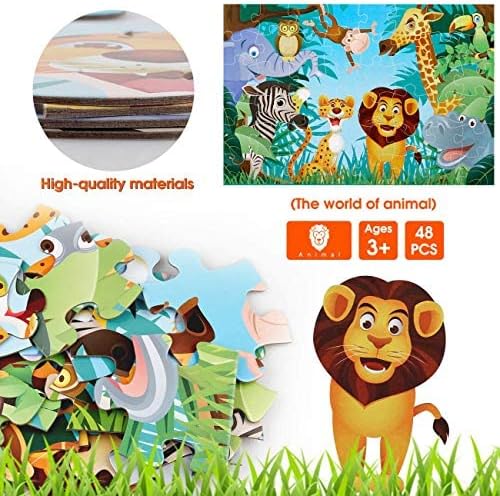 Jumbo Floor Puzzle for Kids Animal Jigsaw Large Puzzles 48 Piece Ages 3-6 for Toddler Children Learning Preschool Educational Development Toys 4-8 Years Old Birthday Gift for Boys and Girls-CubbioJoy