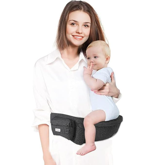 Baby Hip Carrier, Hip Seat Baby Carrierwith Adjustable Waistband, Ergonomic No-Slipped Seat, Breathable Materials for Newborns to Toddlers（Black-CubbioJoy