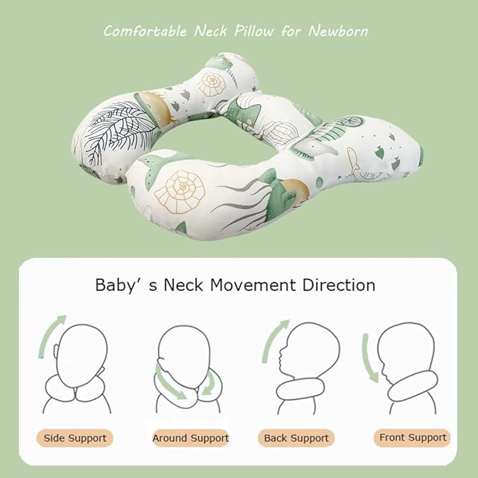 Baby Neck Pillows, Comfortable Baby Travel Head Neck Support Pillow for Car Seat Stroller Pushchair, Soft PP Cotton Travel Pillow for 0-1 Year Old Toddler Infant Newborn, Ocean-CubbioJoy