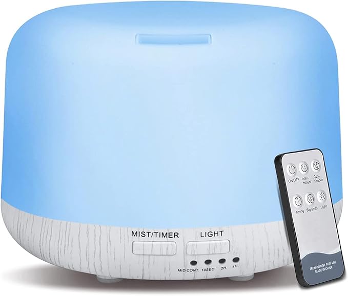 Aromatherapy Diffuser for Essential Oil, 300ml Cool Mist Humidifier with Remote Control, Aroma Diffusers for Home with Waterless Safety Switch & 14 LED Colors-CubbioJoy