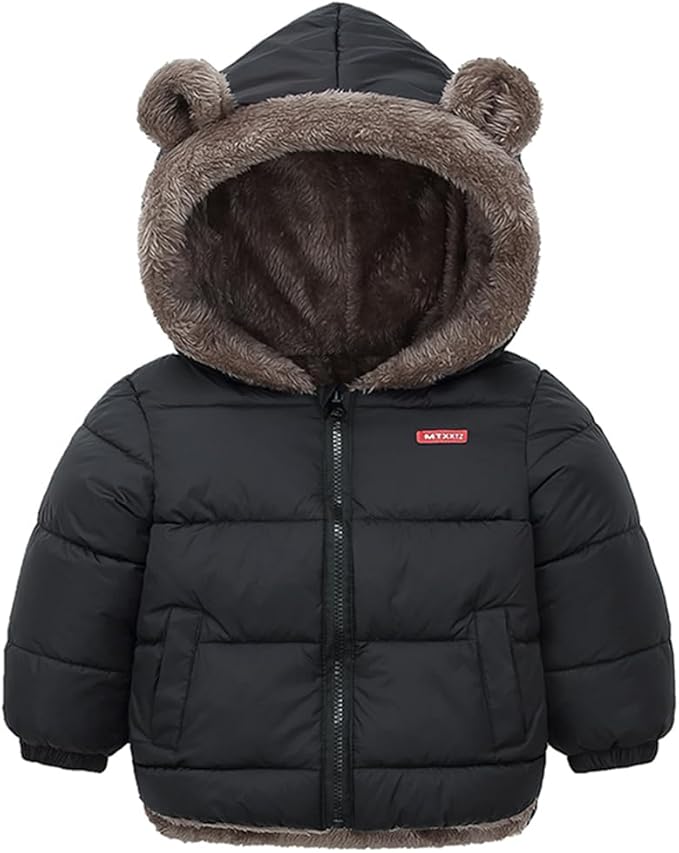 Infant Baby Winter Coat Bear Hooded Jacket Warm Fleece Snowsuit Windproof Outerwear for Toddler Boy Girl 9M-4T-CubbioJoy