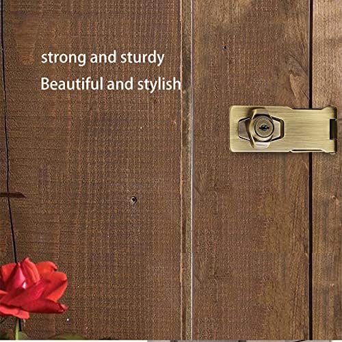 2 Packs Keyed Hasp Locks Twist Knob Keyed Locking Hasp for Small Doors, Cabinets and More,Stainless Steel Steel, Hasp Lock Catch Latch Safety Lock Door Lock with Keys (4inch, Bronze)-CubbioJoy