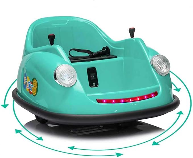 12V Bumper Car for Toddlers, Electric Toy Ride on Battery Car with Kids W/Parent Remote Control, 2-Speed, 360 Degree Spin, Music & LED Lights for Kids, Green-CubbioJoy