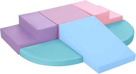 6-Piece Foam Climbing Blocks for Toddlers: Colorful Climbing Gym PU Leather Baby Foam Building Blocks Indoor Toy-CubbioJoy