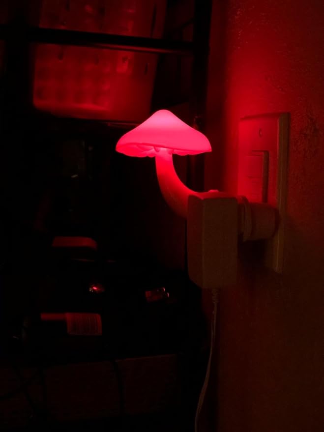 AUSAYE 5 Pack Sensor LED Night Lights Plug in Lamp Mushroom Light for Adults Kids NightLight Bedroom,Bathroom,Toilet,Hallway,Stairs,Kitchen,Basement Red-CubbioJoy