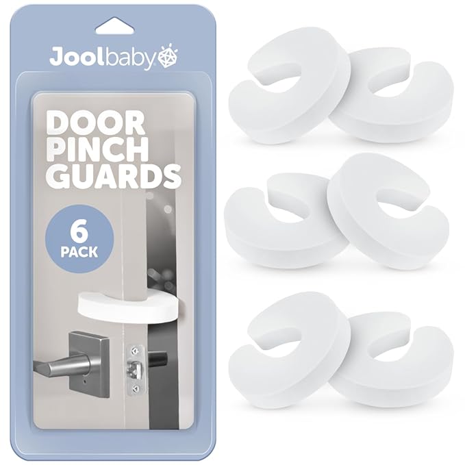 Jool Baby Door Pinch Guards (6 Pack) – Slam Preventer – Babyproof Doors to Avoid Pinched Fingers & Door Slamming, Keep Pets from Getting Locked in-CubbioJoy