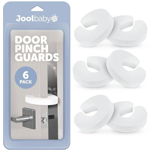 Jool Baby Door Pinch Guards (6 Pack) – Slam Preventer – Babyproof Doors to Avoid Pinched Fingers & Door Slamming, Keep Pets from Getting Locked in-CubbioJoy