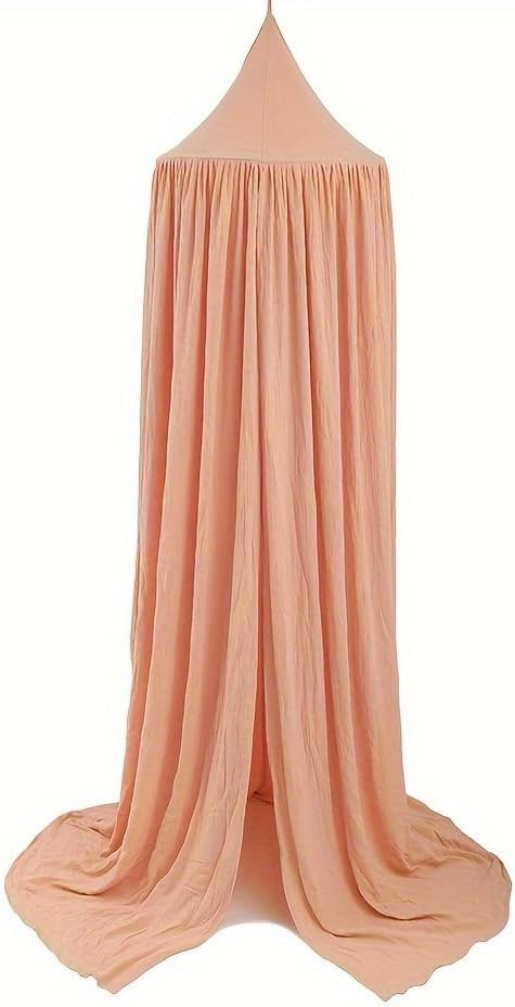 Cotton Kids Bed Canopy, Nursery Room Baby Crib Hanging Curtain Mosquito Net Hideaway Bedding Children Reading Nook Decoration, Pastel Neutral Color for Boys & Girls (Pink)-CubbioJoy