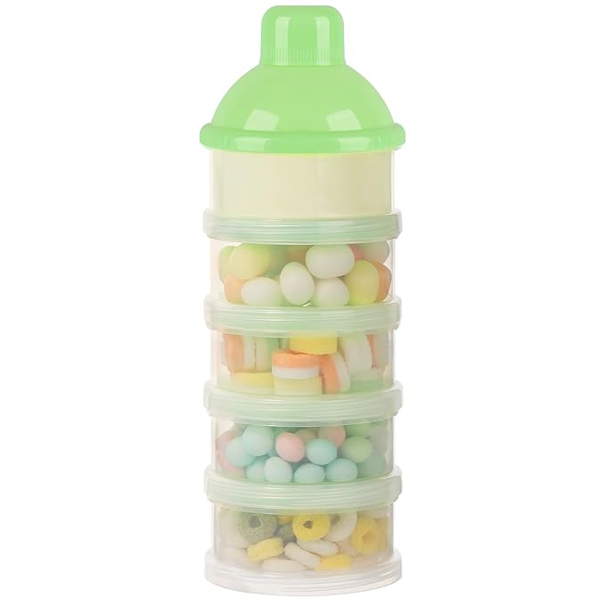 Accmor Formula Dispenser On The Go, 5 Compartments Stackable Formula Container for Travel, Baby Milk Powder Kids Snack Container, BPA Free-CubbioJoy