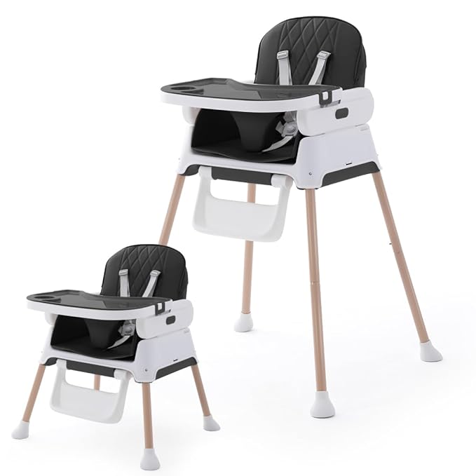 3 in 1 Baby High Chair,Adjustable Convertible Baby High Chairs for Babies and Toddlers,Black-CubbioJoy